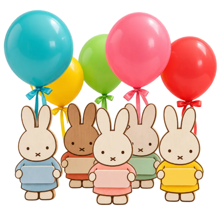 Houten figuurtje met ballon